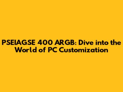 PSEIAGSE 400 ARGB: Dive into the World of PC Customization
