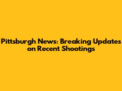 Pittsburgh News: Breaking Updates on Recent Shootings