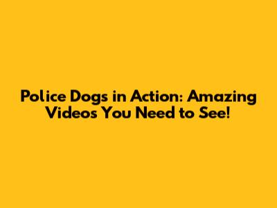 Police Dogs in Action: Amazing Videos You Need to See!