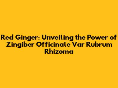 Red Ginger: Unveiling the Power of Zingiber Officinale Var Rubrum Rhizoma