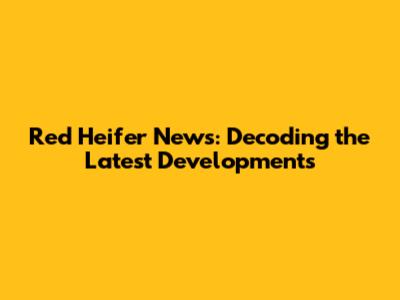 Red Heifer News: Decoding the Latest Developments