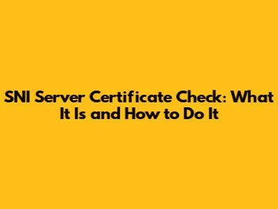 SNI Server Certificate Check: What It Is and How to Do It