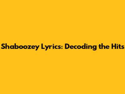 Shaboozey Lyrics: Decoding the Hits
