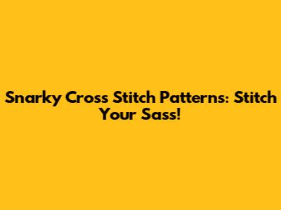 Snarky Cross Stitch Patterns: Stitch Your Sass!