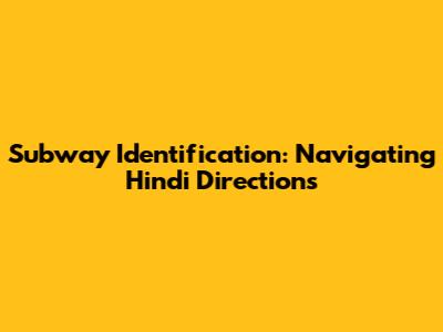 Subway Identification: Navigating Hindi Directions