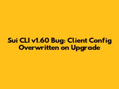 Sui CLI v1.60 Bug: Client Config Overwritten on Upgrade