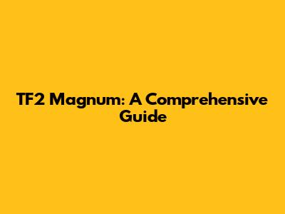 TF2 Magnum: A Comprehensive Guide