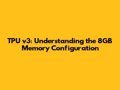 TPU v3: Understanding the 8GB Memory Configuration