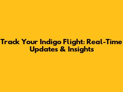 Track Your Indigo Flight: Real-Time Updates & Insights