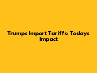 Trump's Import Tariffs: Today's Impact