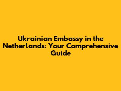 Ukrainian Embassy in the Netherlands: Your Comprehensive Guide